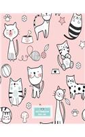 Notebook: Cute cat on pink cover and Dot Graph Line Sketch pages, Extra large (8.5 x 11) inches, 110 pages, White paper, Sketch, Draw and Paint(3 Cute Cat on Pink Notebook)