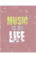 Music is my life: Music is my life on pink cover and Dot Graph Line Sketch pages, Extra large (8.5 x 11) inches, 110 pages, White paper, Sketch, Draw and Paint(3 Music Is My Life on Pink Notebook)