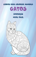 Libros para colorear Mandala - Nivel fácil - Animales - Gatos