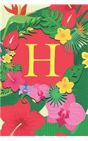 H: Pretty Initial Monogram Letter Journal & Diary Notebook for Girls, Teens, and Women: 120 6x9 Lined Pages With Beautiful Flowers for Writing and Draw