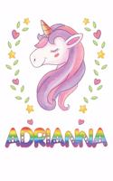 Adrianna: Adrianna Notebook Journal 6x9 Personalized Gift For Adrianna Unicorn Rainbow Colors Lined Paper