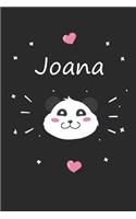 Joana: Personalisiertes Panda Tage-/Notizbuch mit dem Vornamen Joana und ganzen 100 linierten Seiten im 6x9 Zoll Format (ca.DIN A5). Optimal als Schreibhef