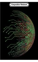 Composition Notebook: Abstract Circuit Board World Binary Journal/Notebook Blank Lined Ruled 6x9 100 Pages