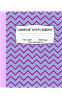 Composition Notebook: Purple Zig Zag College Ruled Notebook - Lined Journal or Diary - School Subject Notebook for Homework and Writing Notes - Homeschool Notebook - Stud