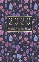 2020 Monthly & Weekly Planner: Floral Gold Design - 12 Months Calendar with US Holidays - Weekly and Monthly View Planner from January 2020 to December 2020 - Schedule and Organiz