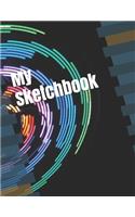 My Sketchbook: Neon Swirl Lights Themedmy Sketchbook 100 Pages 8.5 X 11
