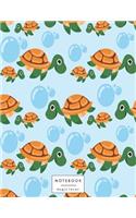Notebook: Turtle on blue cover and Lined pages, Extra large (8.5 x 11) inches, 110 pages, White paper(1 Turtle on Blue Notebook)
