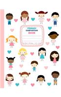 Primary Composition Book: Cute Kids Half Ruled Half Blank Draw and Write Journal, Picture Space for Drawing and Primary Ruled Lines for Creative Story Writing 50 sheets/100 p