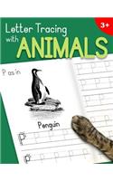 Letter Tracing With Animals: Learn the Alphabet - Handwriting Practice Workbook for Children in Preschool and Kindergarten - Green-Leaf Cover