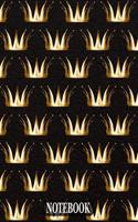Notebook: Notebook and Journal for All Ages, Exercise and Composition Book and More (Black Leather Effect with Gold Coloured Crowns on Cover)(1 Leather Effect & Gold Crowns 6" X 9" 150 Pages)