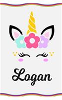 Logan: Personal Notebook Personal Diary Unicorn Notebook Personalized Journal Customized Journal Unicorn Lover Gift Personal Name Notebook