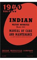 Indian Military Motorcycle Model 340 Manual of Care and Maintenance