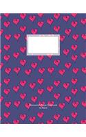 Manuscript Paper Notebook: Manuscript paper Journal. Soft cover with Purple background and pink hearts, 12 Stave, 110 pages 8.5x11