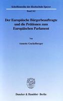 Der Europaische Burgerbeauftragte Und Die Petitionen Zum Europaischen Parlament