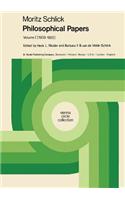 Moritz Schlick Philosophical Papers