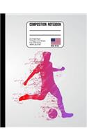 Composition Notebook 4x4 Graph Paper: Soccer Player Blue Back to School Composition Book for Teachers, Students, Kids and Teens