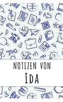 Notizen von Ida: Kariertes Notizbuch mit 5x5 Karomuster für deinen personalisierten Vornamen