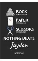 Nothing Beats Jaydon - Notebook: Rock Paper Scissors Game Pun - Blank Ruled Kawaii Name Personalized & Customized Notebook Journal Boys & Men. Cute Desk Accessories Writing Primary 