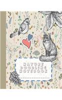Nature doodling notebook: A large colouring book and composition notebook with colouring pages for the nature lover who likes to doodle and colour whilst studying - Delicate 