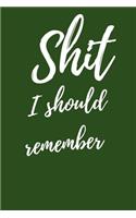 Shit I should remember: Internet Password Logbook, Journal & Notebook, Log Book For Disorganized People