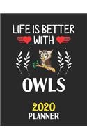 Life Is Better With Owls 2020 Planner: Weekly Monthly 2020 Planner For People Who Loves Owls 8.5x11 67 Pages