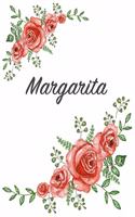 Margarita: Personalized Composition Notebook - Vintage Floral Pattern (Red Rose Blooms). College Ruled (Lined) Journal for School Notes, Diary, Journaling. Flo