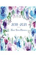 2019-2021 Three Year Planner-Blue Flowers: 36 Months Planner and Calendar, Monthly Calendar Planner, Agenda Planner and Schedule Organizer, Journal Planner and Logbook, Appointment Notebook, 