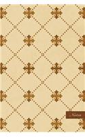 Notes: 6"x9" Unruled Blank Notebook - Curve Cross Dot Line Frame - Retro Brown Worn Out Vintage Seamless Pattern Cover. Matte Softcover And Cream Interior 
