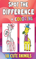 Spot The Difference Coloring Book for Kids: Cute Animals: 50 Animals to Find the Differences and Color