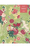 Dot Grid Notes 110 Pages: Vintage Floral Premium Notebook for Professionals and Students, Teachers and Writers - Classic Green Japanese Pattern