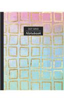 Dot Grid Notebook: Dotted Grid Notebook/Journal - Rainbow Watercolor Faux Gold Squares - 100 Pages - 7.5" x 9.25" - Children Kids Girls Teens Women - Perfect For Schoo
