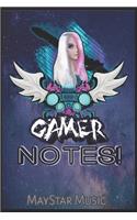 Gamer Notes: Gamer Notes - Fantasy Sword Girl Galaxy Journal - Gaming Notebook Planner - 120 Pages