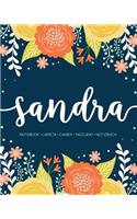 Sandra: Notebook - Libreta - Cahier - Taccuino - Notizbuch: 110 pages paginas seiten pagine: Modern Florals First Name Notebook in Orange, Mint & Yellow on 
