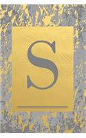 S: Gold & Grey Marble, Leaves - Cute Initial Monogram Letter S Minimalist Personalized Blank Lined Journal Dairy to Notes and Write in for Notepad, Doo