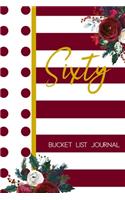 Sixty Bucket List Journal: 60th Birthday Gift for Women - Alternative to a Card Notebook- Great Christmas or Birthday Present for Her - Burgundy Watercolor Design