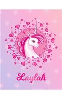 Laylah: Laylah Magical Unicorn Horse Large Blank Pre-K Primary Draw & Write Storybook Paper - Personalized Letter L Initial Custom First Name Cover - Story 