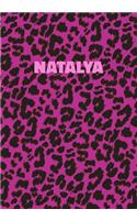 Natalya: Personalized Pink Leopard Print Notebook (Animal Skin Pattern). College Ruled (Lined) Journal for Notes, Diary, Journaling. Wild Cat Theme Design wi