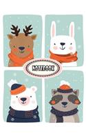 NoteBook: Cute Animals on Snow On Cover This Notebook Journal Diary, 110 Dashed lines pages, 8.5" x 11", Date on top(11 Cute Animals on Snow)