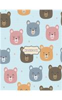Notebook: Cute bear on blue cover and Lined pages, Extra large (8.5 x 11) inches, 110 pages, White paper(3 Cute Bear on Blue Notebook)