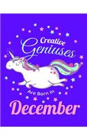 Unicorn Composition Notebook Creative Geniuses Are Born In Decenber