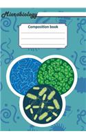 Microbiology Composition Book: 200 Pages with 7 X 10(17.78 X 25.4 CM) Size. Notebook for Real Biologist and Microbiologist with Bacterias Under the Microscope