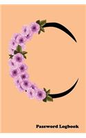 C Password Logbook: Large Print Password Book, Cute peach cover with name letter monogram cherry blossom, 6" x 9" 6x9 password organizer, glossy cover, 110 pages, handy
