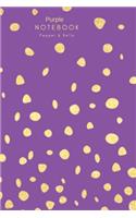 Purple Notebook: Journal Dotted Pages, Gold Polka Dots, Grid Paper
