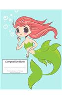 Composition Book 100 Sheets/200 Pages/8.5 X 11 In. College Ruled/ Swimming Mermaid