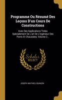 Programme Ou Résumé Des Leçons D'un Cours De Constructions