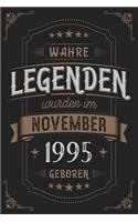 Wahre Legenden wurden im November 1995 geboren: Vintage Geburtstag Notizbuch - individuelles Geschenk für Notizen, Zeichnungen und Erinnerungen - liniert mit 100 Seiten