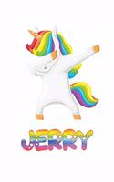 Jerry: Jerry 6x9 Journal Notebook Dabbing Unicorn Rainbow