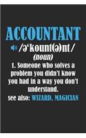 Accountant 1. Someone who solves a problem you didn't know you had in a way you don't understand. See also