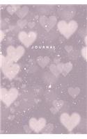 Journal: College Ruled Notebook - 120 Pages - Bokeh Heart Stars