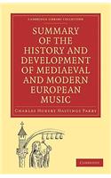 Summary of the History and Development of Medieval and Modern European Music